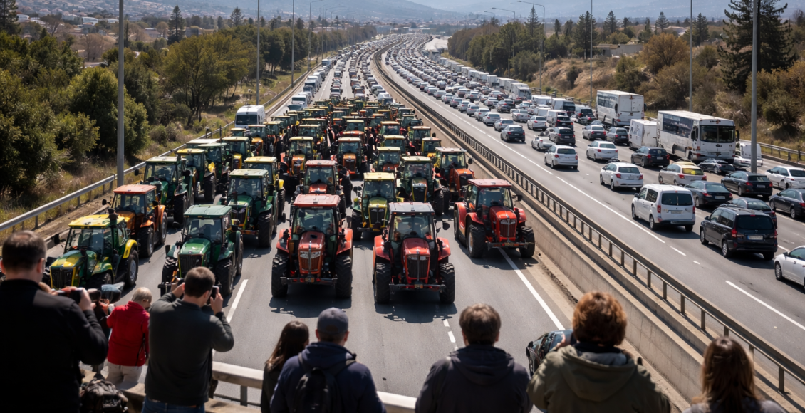 Ελλάδα: Αγροτικές κινητοποιήσεις προκαλούν ουρές στην Εθνική Οδό κατά την επιστροφή των εκδρομέων – Αγροτικές κινητοποιήσεις προκαλούν ουρές άνω των 10 χιλιομέτρων στην Εθνική Ο...