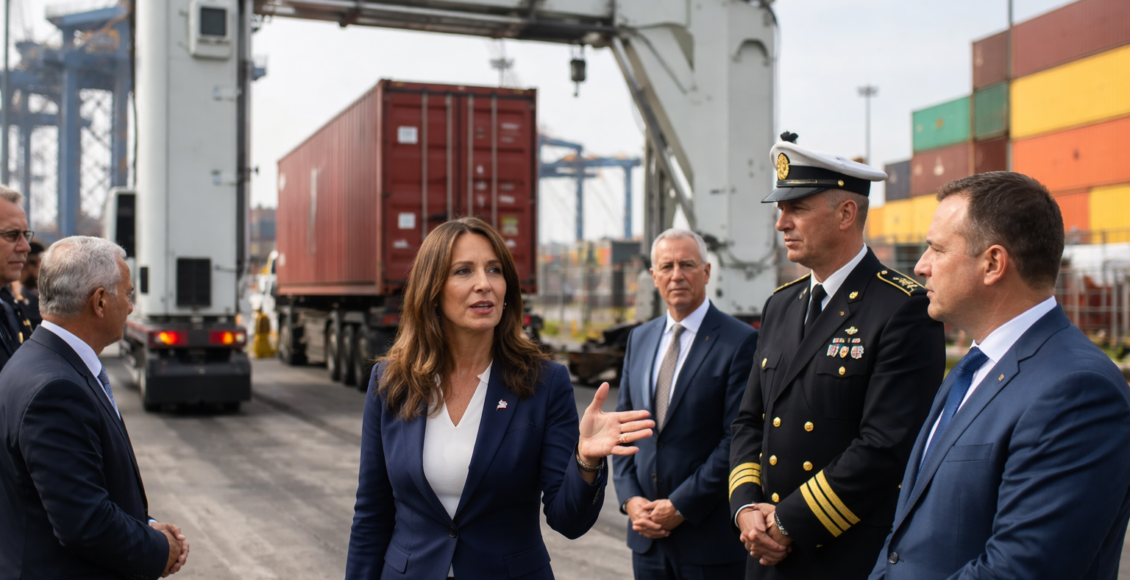 Στον Πειραιά η Γκίλφοϊλ – Αμερικανικοί σαρωτές ασφαλείας στο λιμάνι – Πώς αντιδρά ο κόσμος – Η πρέσβης ΗΠΑ επισκέφτηκε τον Πειραιά για την εγκατάσταση αμερικανικών σαρωτών ασφαλ...